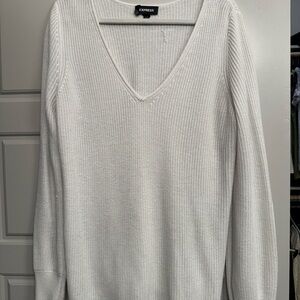 Express Women's V-Neck Sweater - off white /ivory
